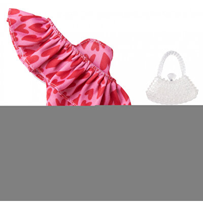 Barbie'nin Kıyafet Koleksiyonu Pembe Kalp Desenli Elbise GRC09