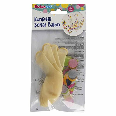 Şeffaf Konfetili Balon 4'lü
