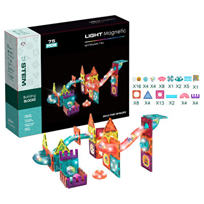 Magnetic Tiles Light Manyetik Yapı Blokları 75 Parça