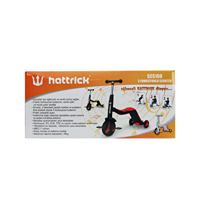 Hattrick Pedallı Scooter Kırmızı Siyah SCS160