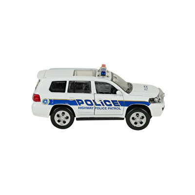 Sesli Işıklı Metal Çek Bırak Polis Arabası Beyaz Jeep