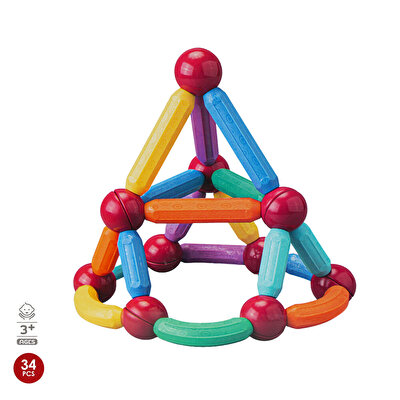 Manyetik Renkli  Yapı Çubuklar 34 Parça