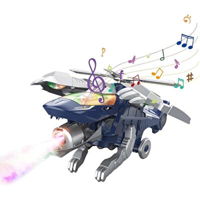 Dinozora Dönüşen Işıklı ve Sesli Helikopter