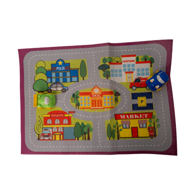 Afacan Arabalar ve Oyun Halısı Yeşil ve Mavi Araba