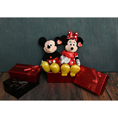 Ty Parlak Kırmızı Elbiseli Minnie Mouse Sesli Peluş 30 cm.