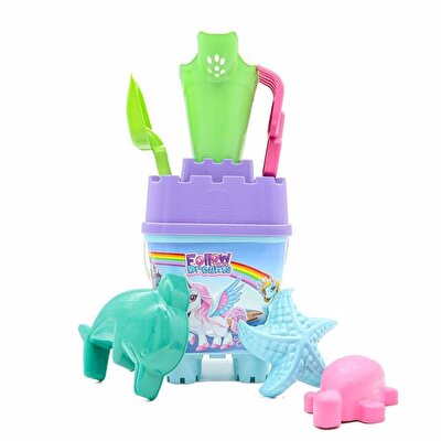 Resimli Mor Kapaklı Full Parçalı Yeşil Suluklu Dev Kova Seti 1029