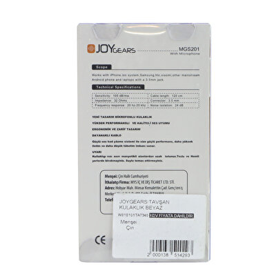 Joygears Tavşan Kulaklık Beyaz