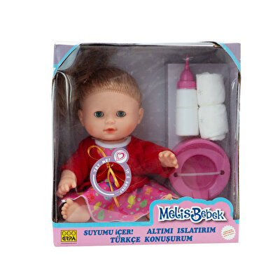 Meli̇s Bebek Altını Islatan (Türkçe Konuşan) 34cm Kırmızı Hırkalı Pembe Elbi̇se