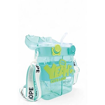 Yeah Askılı Çift Hazneli Çift Kapaklı Matara Mavi