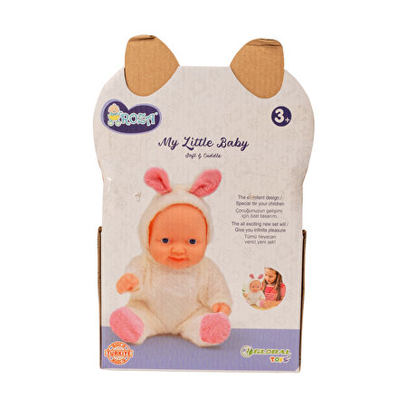 Ayı Kostümlü Sesli Roza Et Bebek Beyaz