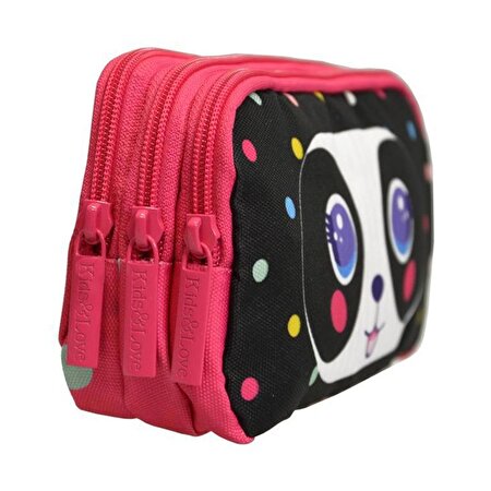 Kaukko Kids&Love 3 Bölmeli Cute Face Panda Kalem Çantası