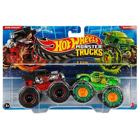 Hot Wheels Monster Trucks Güçlü İkili 1:64 Arabalar Bone Shaker ve Gunkster JCC75