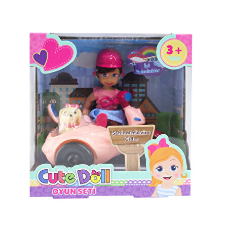 Sevimli Bebek Seyahat Seti Koyu Pembe Kasklı