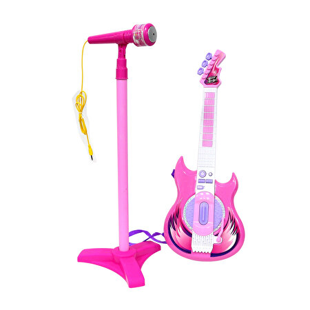 Mikrofonlu Gitar Seti Pembe