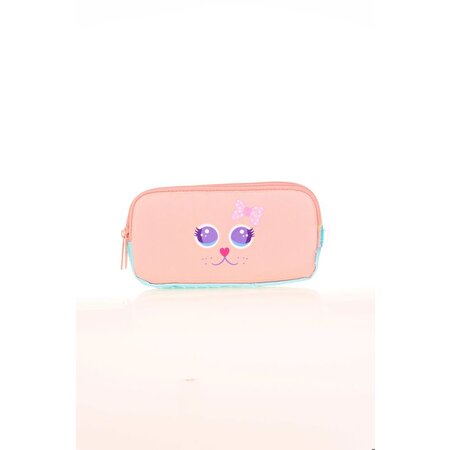 Kaukko Kids 3 Bölmeli Cute Face Cat Kalem Çantası