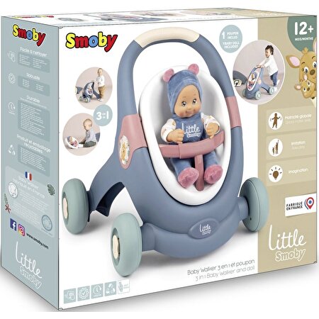 Little Smoby Baby Walker 3'ü 1 Arada Yürüteç ve Bebeği