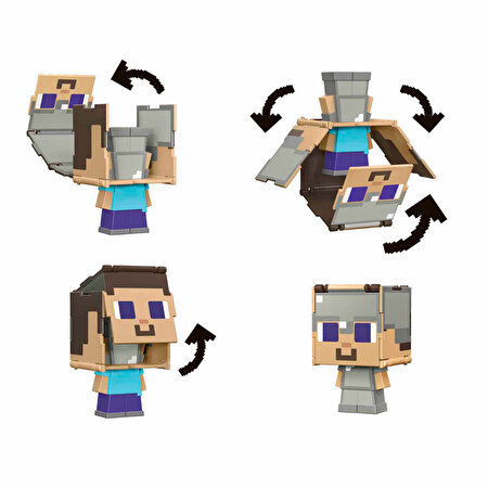 Minecraft Flipping Figs 2'si 1 Arada Figür Steve HTL44
