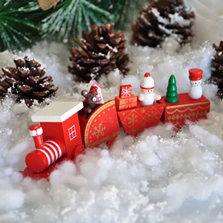 Yılbaşı Ahşap Süslü Tren 1