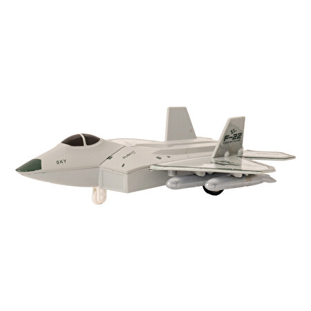 Metal Çek Bırak Savaş Uçağı F-22 Açık Gri