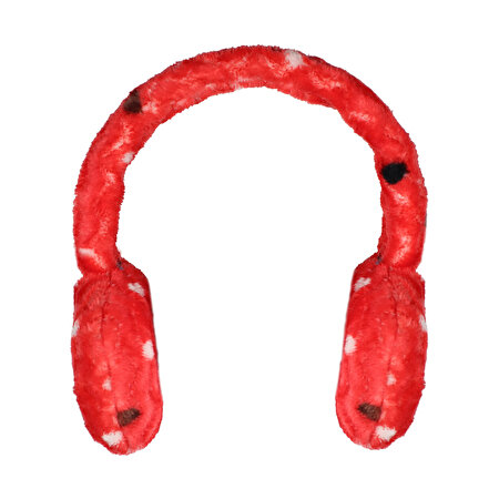 Peluş Kulaklık Puantiyeli Kırmızı