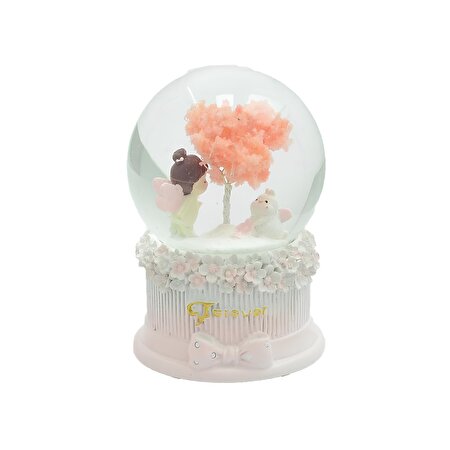 Kanatlı Melek Işıklı Kar Küresi