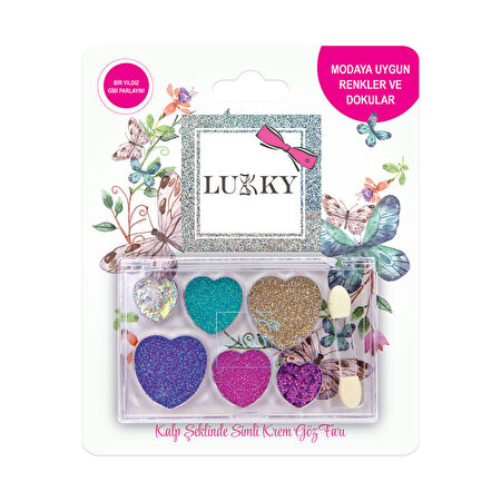 Lukky 6 Renkli̇ Yıldız Desenli Parıltılı Göz Farı Paleti̇ ve Fırçası