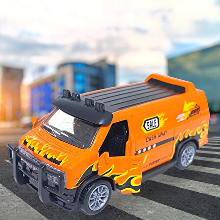 1:36 Die Cast Çek Bırak Turuncu Arazi Minibüsü