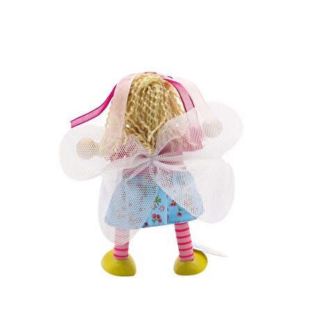 Ahşap Esnek Peri Bebeği Sarı Ayakkabılı