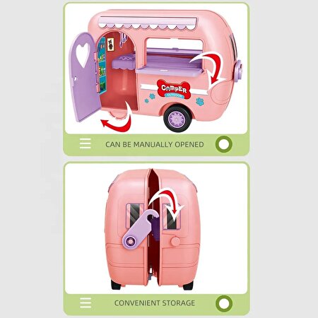 Camper Karavan Macerası Bebekli ve Evcil Hayvanlı Oyun Seti