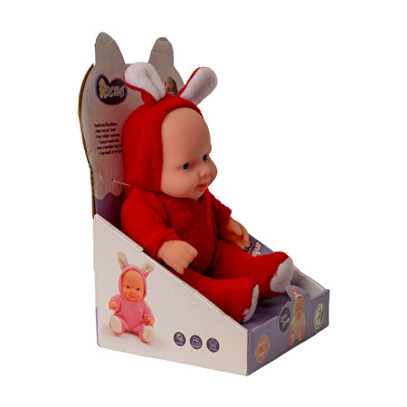 Tavşanlı Kostümlü Sesli Roza Et Bebek Kırmızı