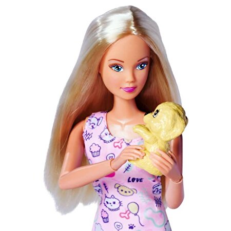 Steffi̇ Bebek ve  Sevi̇mli̇ Evci̇l Hayvan Pembe Elbi̇seli̇