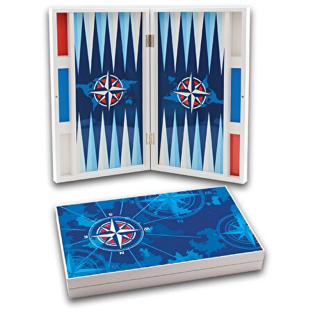 Elegance Parlak Pusula Desenli Mavi Tavla