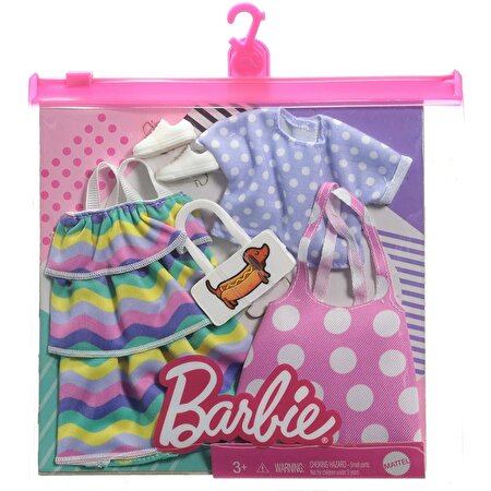 Barbie'nin Kıyafet Koleksiyonu İkili Paketler Çizgili Fırfırlı Elbise GRC87