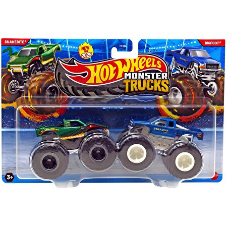 Hot Wheels Monster Trucks Güçlü İkili 1:64 Arabalar Snakebite ve Bigfoot