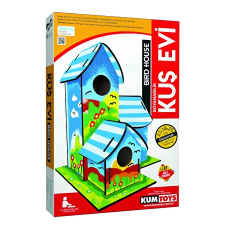 Boyanabilir 3'lü Ahşap Kuş Evi