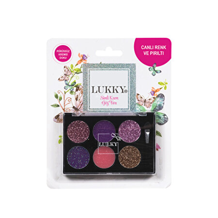 Lukky 6 Renkli̇ Parıltılı Göz Farı Paleti̇ ve Fırçası