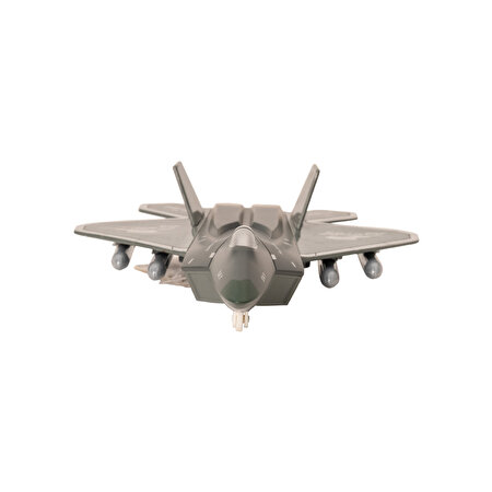 Metal Çek Bırak Savaş Uçağı Gri