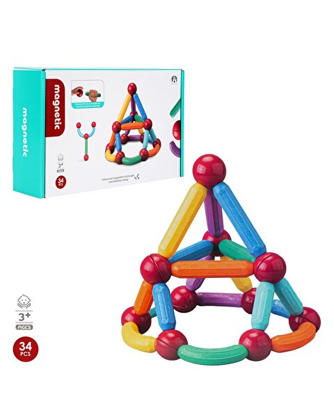 Manyetik Renkli  Yapı Çubuklar 34 Parça