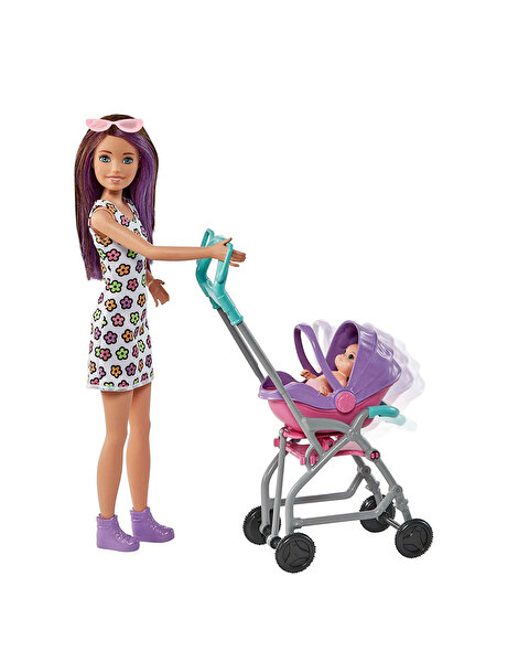 Barbie Bebek Bakıcılığı Oyun Seti Gezdirme Temalı GXT34