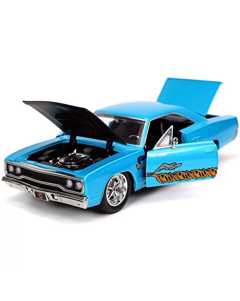 Jada Looney Tunes Roadrunner Plymouth 1970 1:24 Ölçek Araba ve Figür 7 Cm