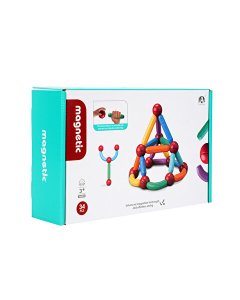 Manyetik Renkli  Yapı Çubuklar 34 Parça