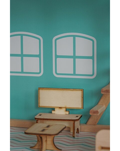 Ahşap Merdivenli Ev 1003 Mavi