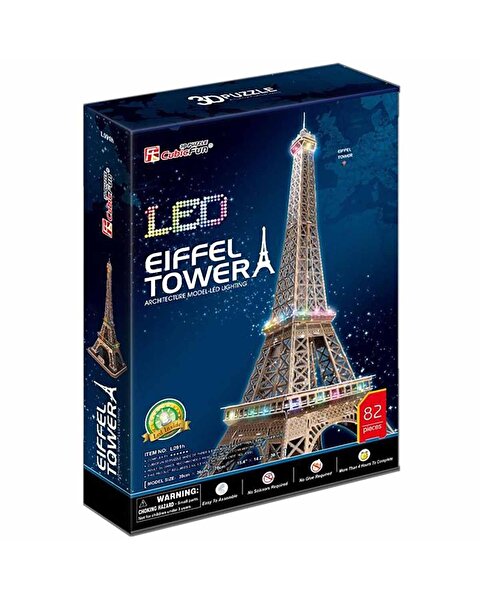 Fransa Eiffel Kulesi LED Işıklı 3D Puzzle 82 Parça