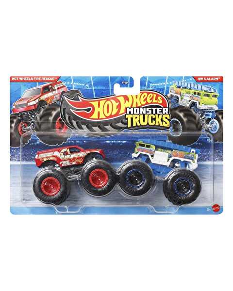 Hot Wheels Monster Trucks Güçlü İkili 1:64 Arabalar Hot Wheels Fire Rescue & HW 5 Alarm JLV86