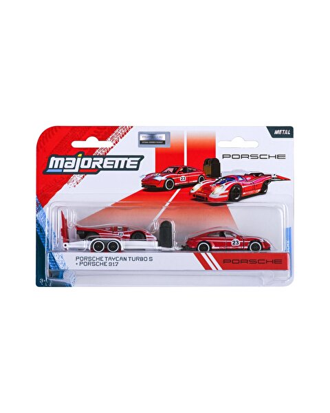 Majorette Porsche Deluxe Trailer 3’lü Set Porsche Taycan Turbo S + Porsche 917