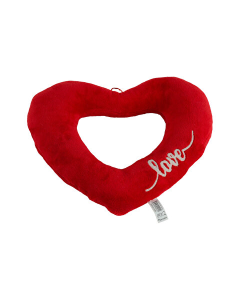 Love Nakışlı Kalpli Yastık 35 Cm Peluş