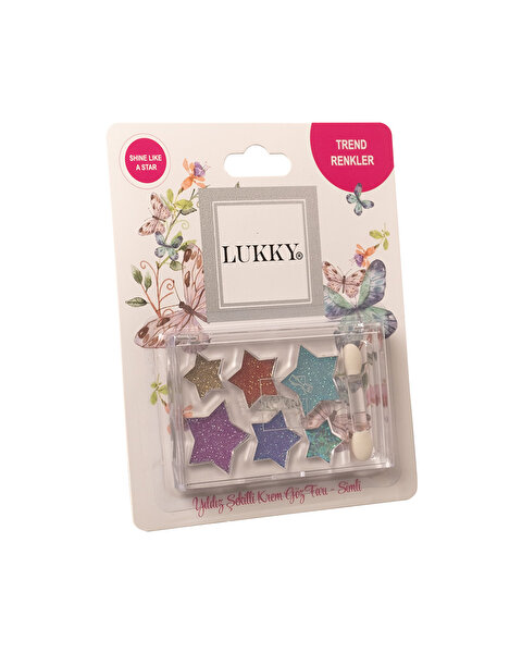 Lukky 6 Renkli̇ Yıldız Desenli Parıltılı Göz Farı Paleti̇ ve Fırçası