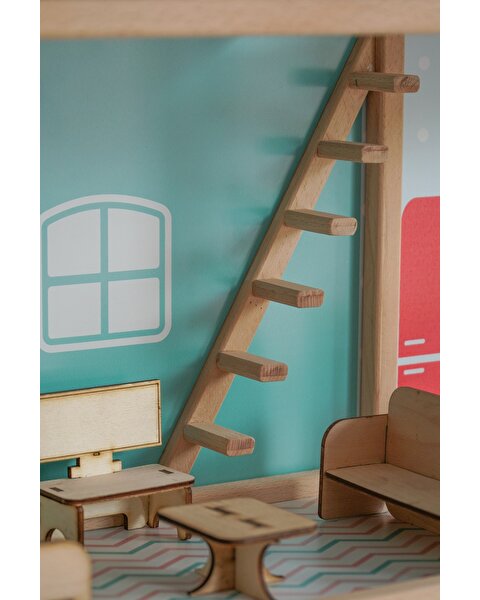 Ahşap Merdivenli Ev 1003 Mavi