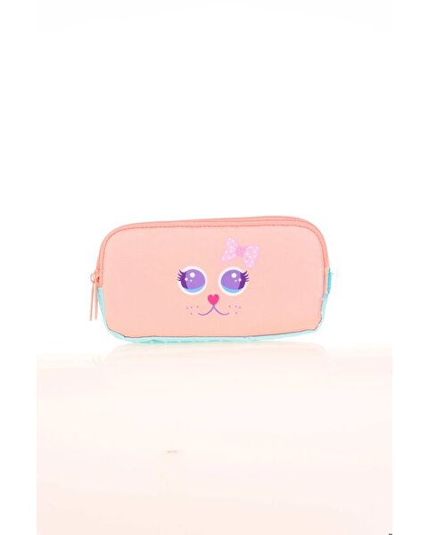 Kaukko Kids 3 Bölmeli Cute Face Cat Kalem Çantası