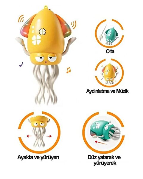 Dansçı Kali Müzikli Işıklı Hareketli Ahtapot Sarı
